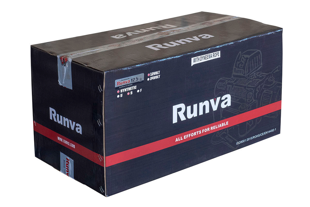 Лебёдка автомобильная электрическая 12V Runva 12000 lbs 5443 кг влагозащищённая, комбинированный роспуск, синтетический трос