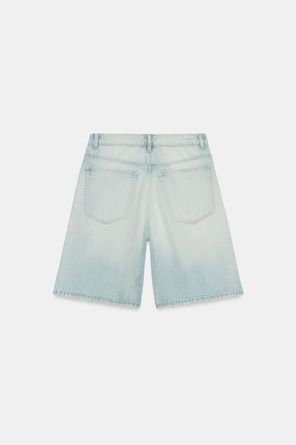 ZARA ДЖИНСОВЫЕ ШОРТЫ TRF BAGGY СО СРЕДНЕЙ ПОСАДКОЙ, ГОЛУБОЙ