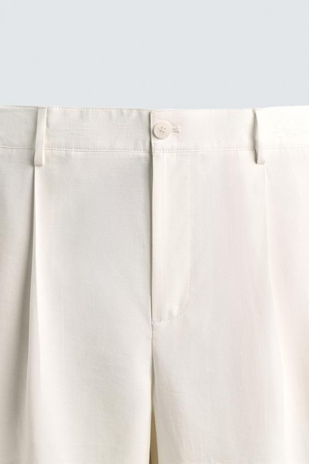 ZARA БРЮКИ СВОБОДНОГО КРОЯ СО СКЛАДКАМИ, ЖЕЛТОВАТО-БЕЛЫЙ