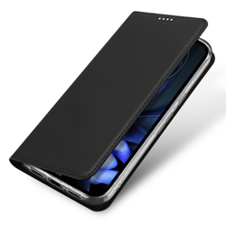 Чехол книжка из кожи черного цвета для Google Pixel 10a, серия Skin Pro Series от Dux Ducis