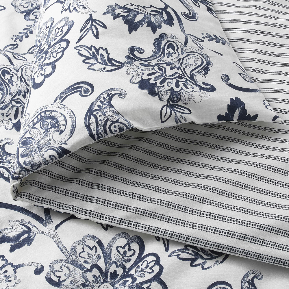 Комплект постельного белья IKEA JUNIMAGNOLIA (ЮНИМАГНОЛИЯ ), Односпальный, Белый с рисунком, 150x200, 50х80 см