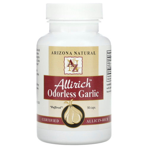 Arizona Natural, Allirich, чеснок без запаха, 90 капсул (85 мг в 1 капсуле)