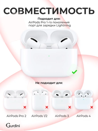 Чехол для Airpods Pro Gurdini прорезиненный soft touch c карабином Красный
