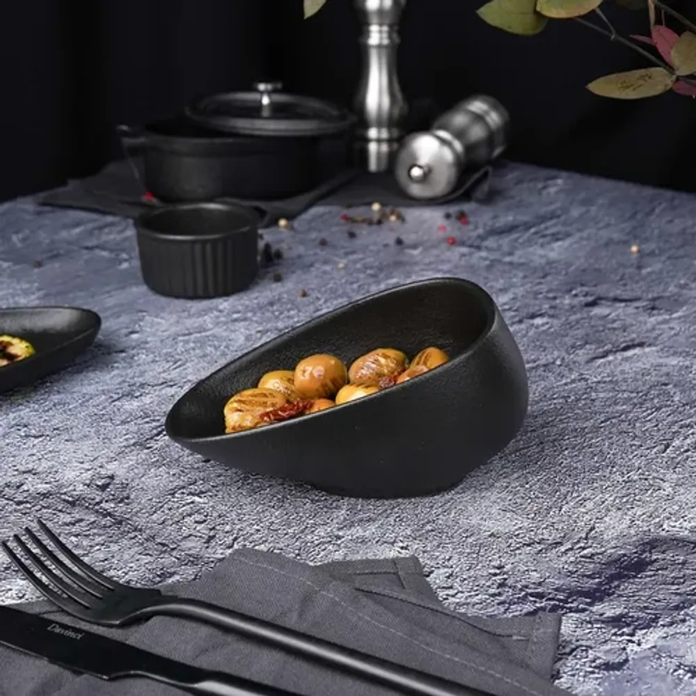 Салатник 150 мл 14,5*9,4 см h7 см емкость для закусок Side Up Smooth Black Raw Stellar P.L. [6]
