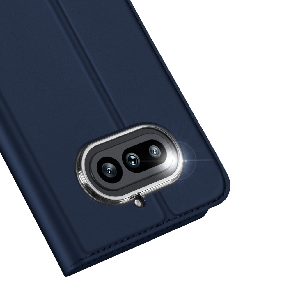 Чехол книжка из кожи синего цвета для Nothing Phone 4a, серия Skin Pro Series от Dux Ducis