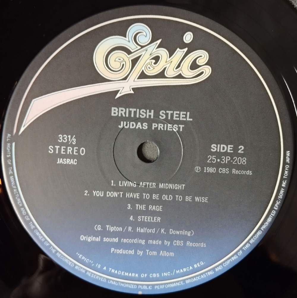Винтажная виниловая пластинка LP Judas Priest British Steel (Japan 1980) (No Obi) Breaking The Law