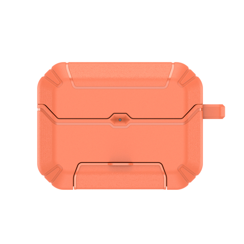 Противоударный чехол оранжевого цвета для наушников AirPods Pro 2, серия PECS Series (с карабином и подставкой) от Dux Ducis