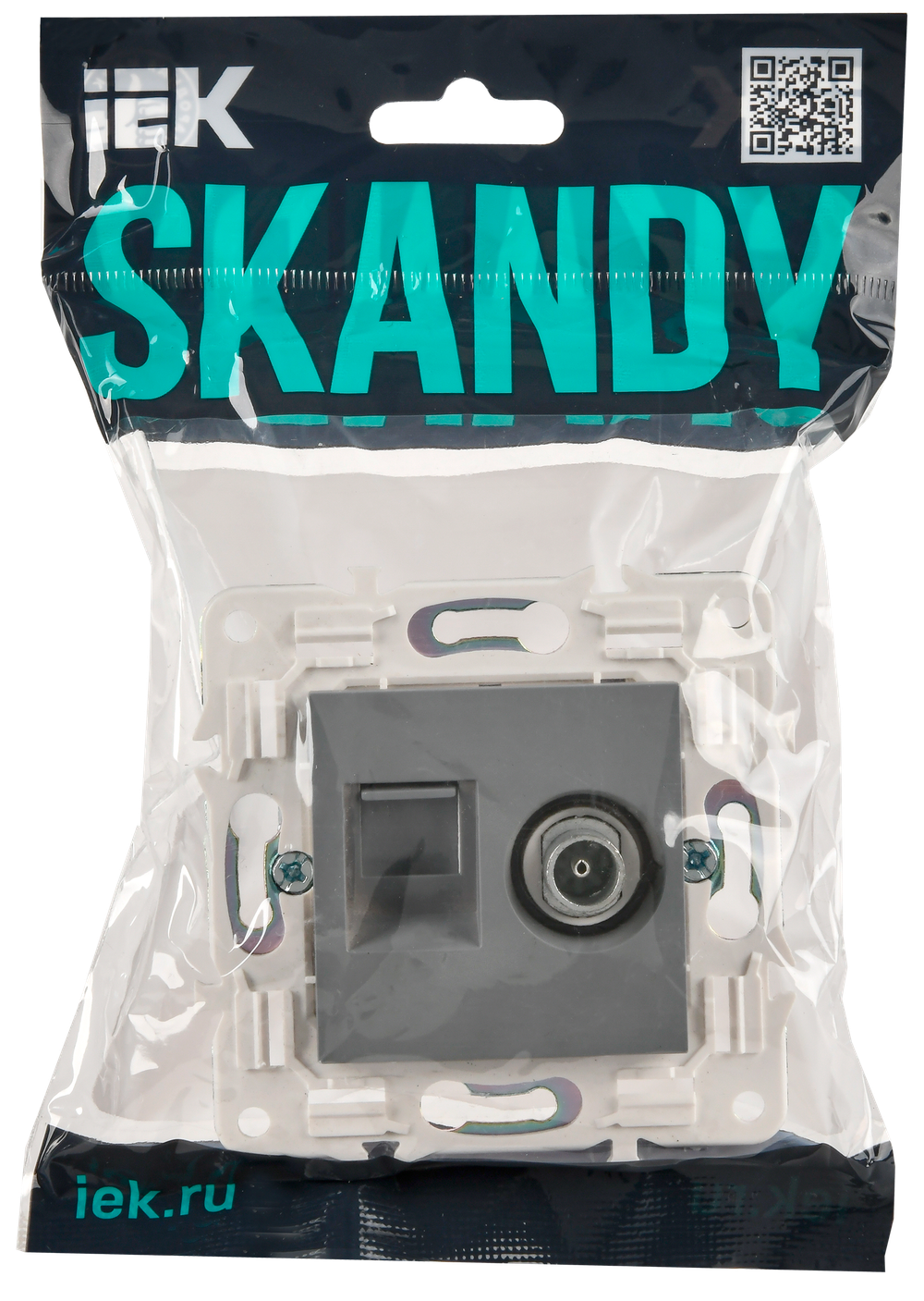 SKANDY Розетка двойная TV+RJ45 кат.6 SK-A15Gr серый IEK