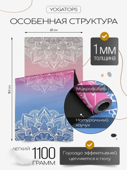 Легкий и тонкий коврик для йоги Sunrise 185*68*0,1 см из микрофибры и каучука