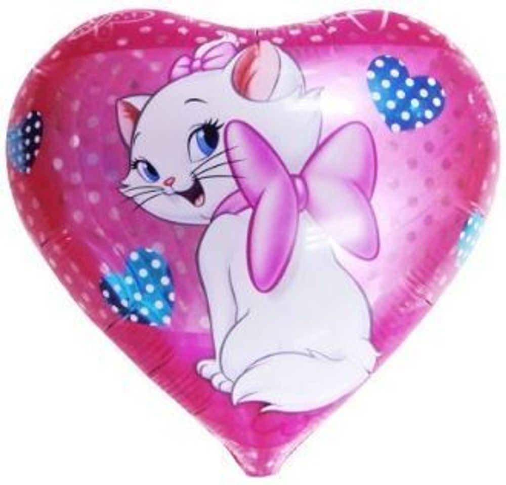 К 18'' Сердце Кошка с бантиком К 18'' Сердце Кошка с бантиком