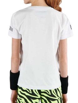Футболка для мальчика теннисная Hydrogen Tennis Court Cotton T-Shirt - white/yellow fluo