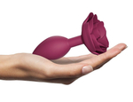 Сливовая анальная пробка с ограничителем-розой Open Rose Size M Butt Plug (Цвет: сливовый)