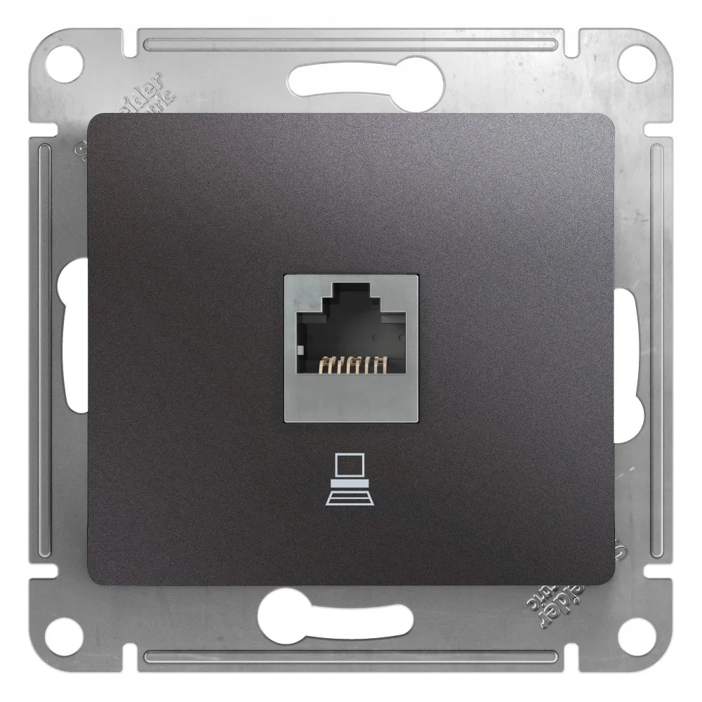 GLOSSA РОЗЕТКА компьютерная RJ45 кат. 5e, механизм, ГРАФИТ