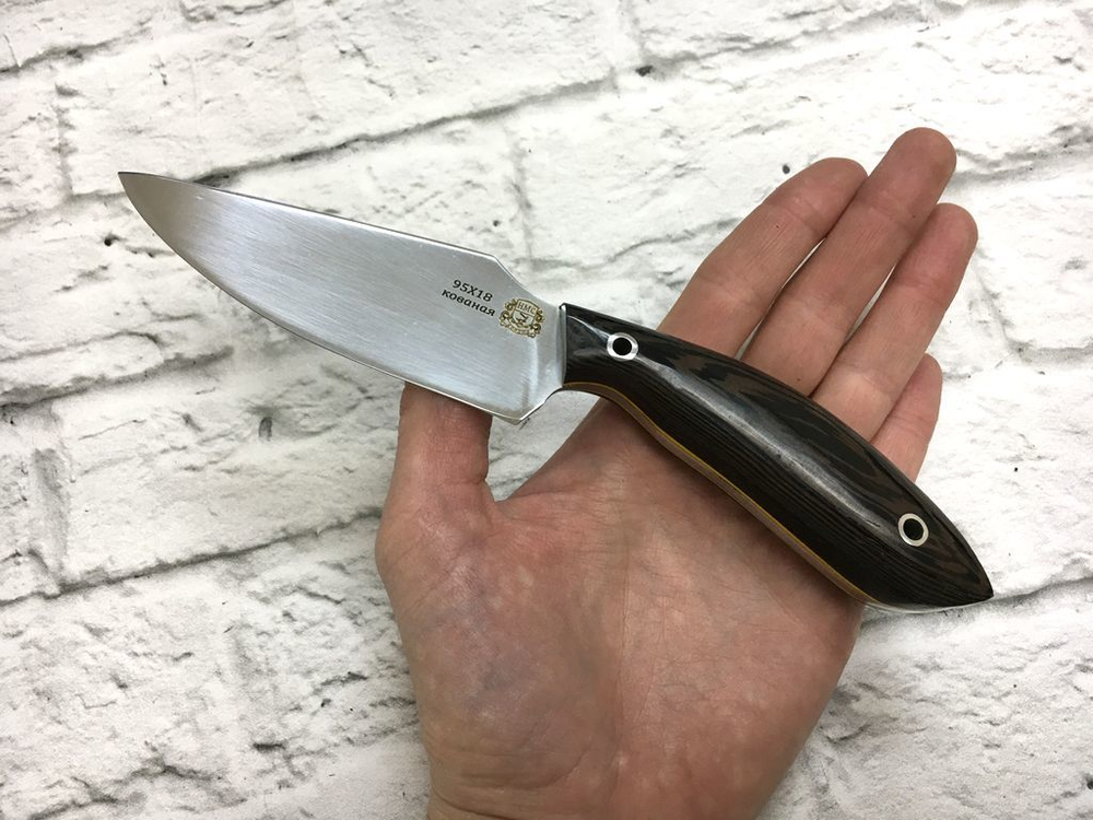 Цельнометаллический нож F7, сталь 95Х18, Венге
