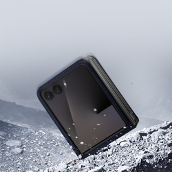 Чехол синего цвета из кожи для Samsung Galaxy Z Flip 8, серия Bril Series Case от Dux Ducis