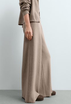 OYSHO Прямые ажурные вязаные брюки, серо-коричневый