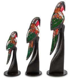 Decor and Gift 23-028-01 Н-р статуэток из трех «Попугай» дерево+стекл.мозаика (50,40,30 см)