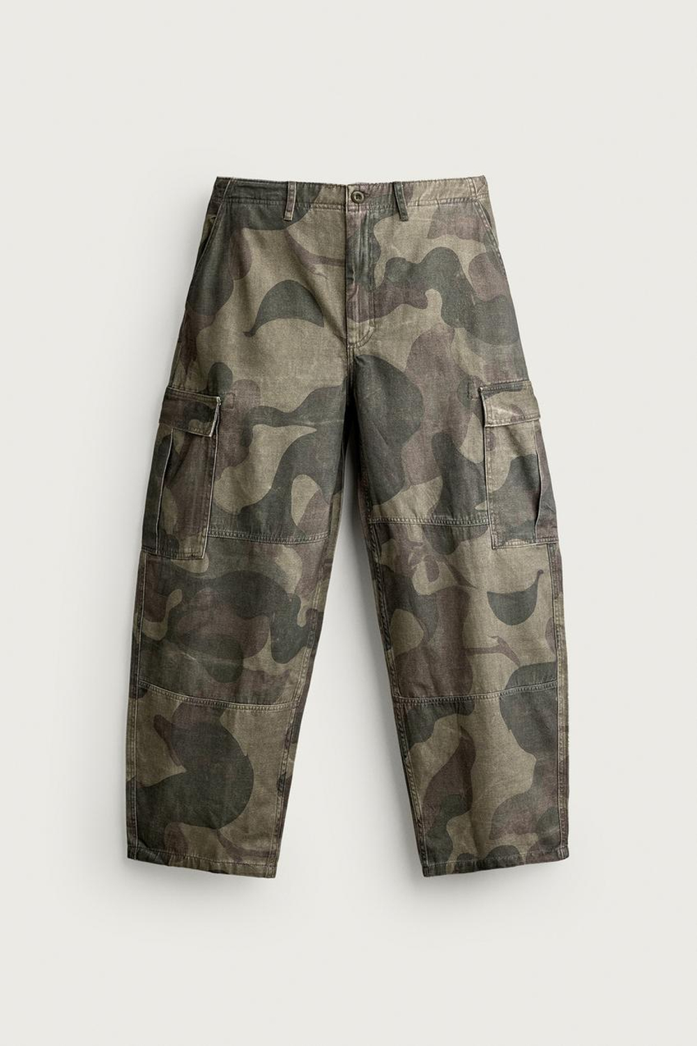 ZARA ПРИНТОВАННЫЕ БРЮКИ CARGO BALLOON FIT, ХАКИ