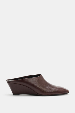 ZARA КОЖАНЫЕ МЮЛИ НА ТАНКЕТКЕ, КОРИЧНЕВЫЙ