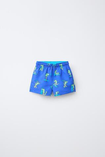 ZARA ПЛАВКИ С КРОКОДИЛАМИ, ЯРКО-СИНИЙ