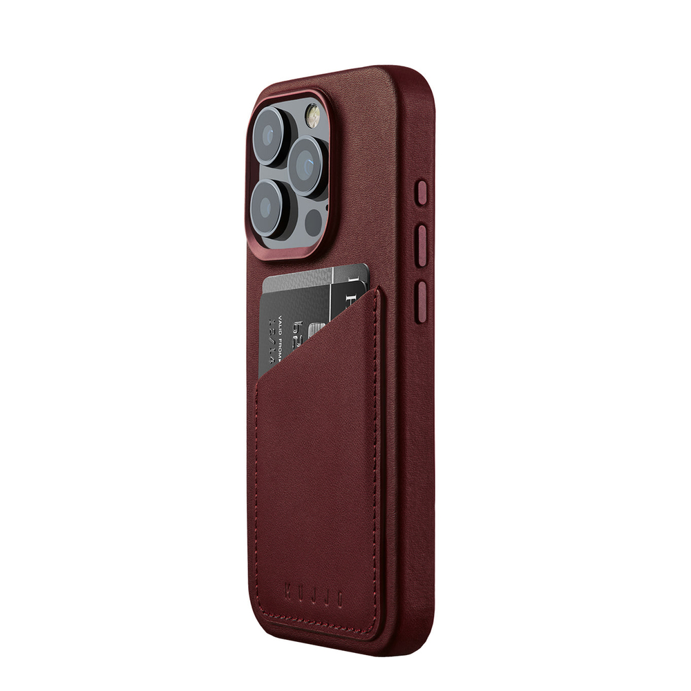 Чехол-кошелёк Mujjo Wallet Leather Case для iPhone 15 Pro Burgundy