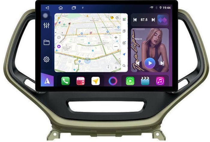 Магнитола для Jeep Cherokee 2014+ - FarCar BX877 монитор 13" 2K QLED на Android 13, Быстрая, CarPlay, 4G SIM-слот