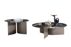 Стол журнальный d95x30см Garda Decor искусственный мрамор черный