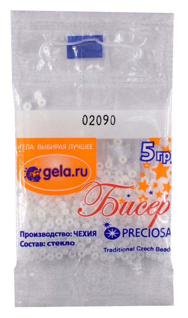Бисер Preciosa 10/0, 50 г (10 шт по 5 г), цв.02090 белый алебастр