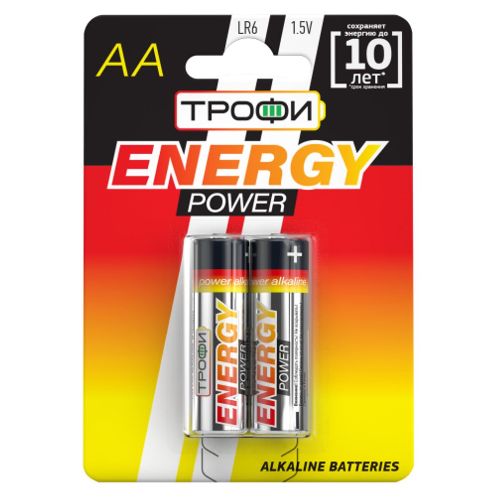 Батарейки Трофи LR6-2BL ENERGY POWER Alkaline | Трофи
