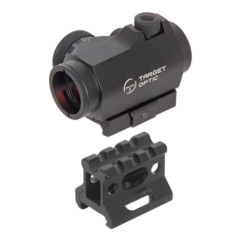 Коллиматор Target Optic 1x22, Weaver, красная марка, точка 2 MOA, проставка - общий вид с дополнительным креплением