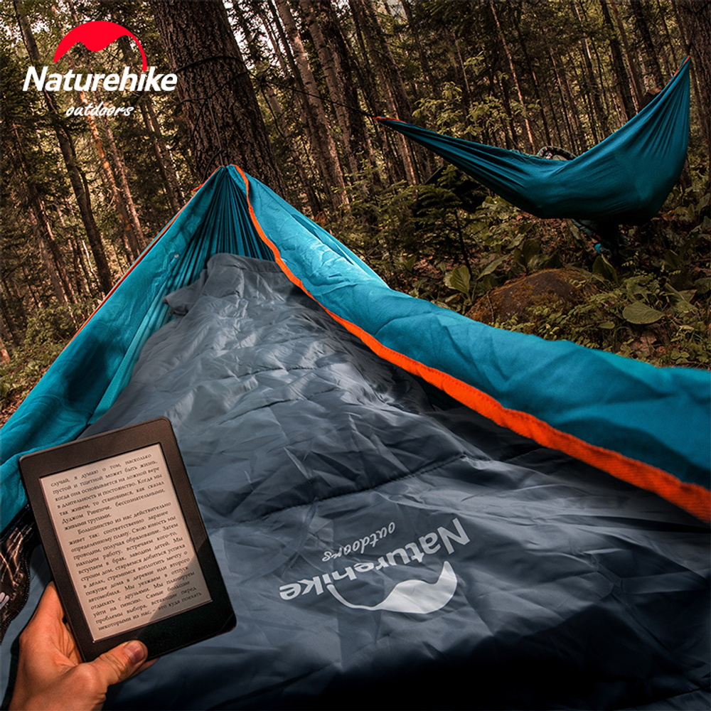 Спальный мешок Naturehike Y150L с круглым дном и капюшоном, зеленый, молния справа (NH21MSD08)