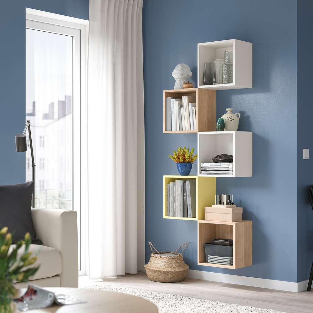 IKEA EKET  (ИКЕА ЕКЕТ)  -  Шкаф настенный - имитация дуба, бейцованного в белый цвет 35x25x35 см
