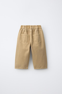 ZARA БРЮКИ BAGGY ИЗ ТВИЛА, ПЕСОЧНЫЙ