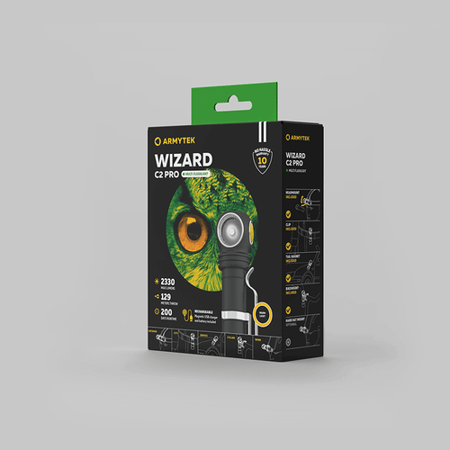 Фонарь налобный Armytek Wizard C2 Pro v4 Magnet USB + ABM01 + 18650, XHP50.2, Теплый свет, 2330 лм, 1x18650