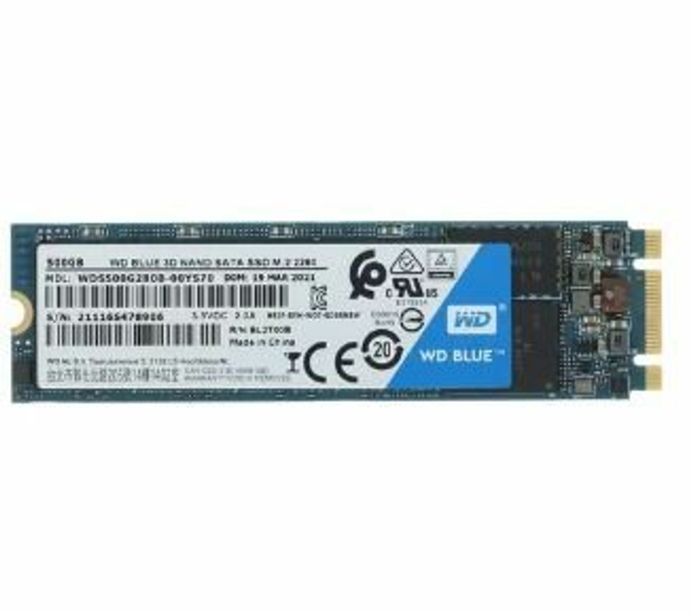 SSD WESTERN DIGITAL WD Blue, 500 ГБ, M.2, SATA, WDS500G2B0B