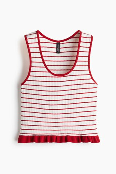 Топ без рукавов с оборкой — глубокий круглый вырез - H&M