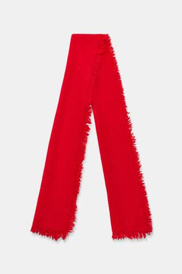 ZARA ТРИКОТАЖНЫЙ ШАРФ С БАХРОМОЙ, КРАСНЫЙ
