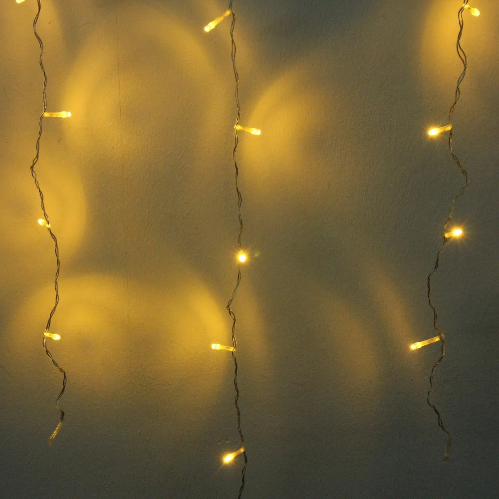 Гирлянда для дома БАХРОМА «Мерцание» ш3м* в0,3/0,5/0,7 см 100 ламп LED, прозрачн.провод,1 реж, IP-20, Теплый белый (возможность соединения)