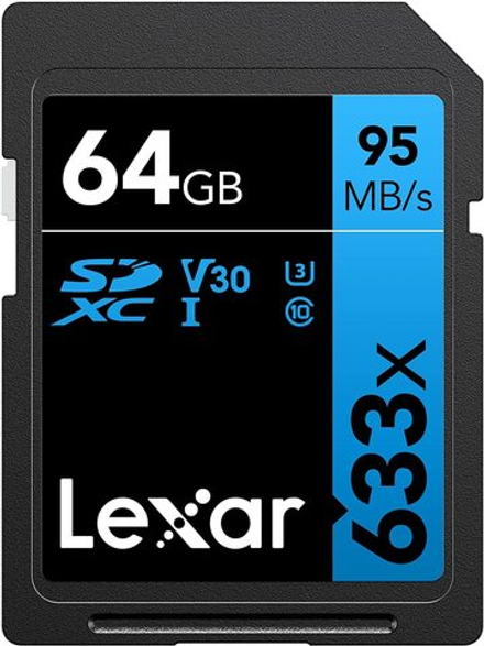 Карта памяти Lexar High-Performance 633x Blue SDXC 64GB UHS-I U3 V10, R/W 95/45 МБ/с