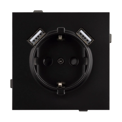 Механизм розетки с USB зарядкой SCT-TENDO-MUAA-PL-BK (230V, 16A) (Arlight, -)