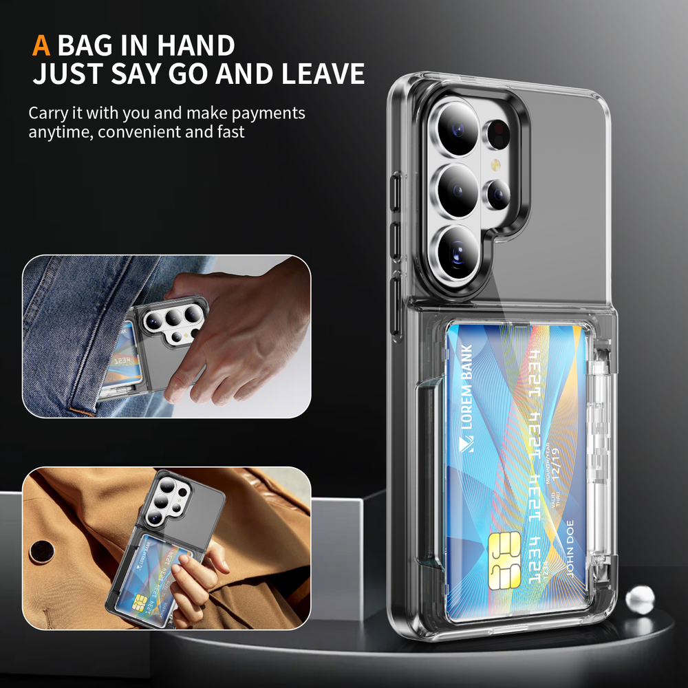 Прозрачный чехол Lumen Case с подставкой 2‑в‑1 и отделением для карт: Samsung Galaxy S25 Ultra