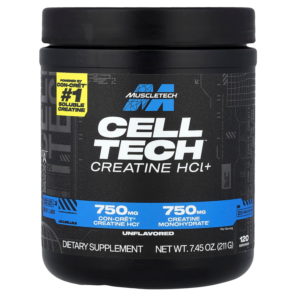 MuscleTech, Cell Tech™, гидрохлорид креатина+, с нейтральным вкусом, 211 г (7,45 унции)