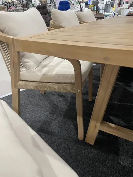 Комплект уличной мебели Rimini, стол Ø150 см, 6 стульев, массив акации,