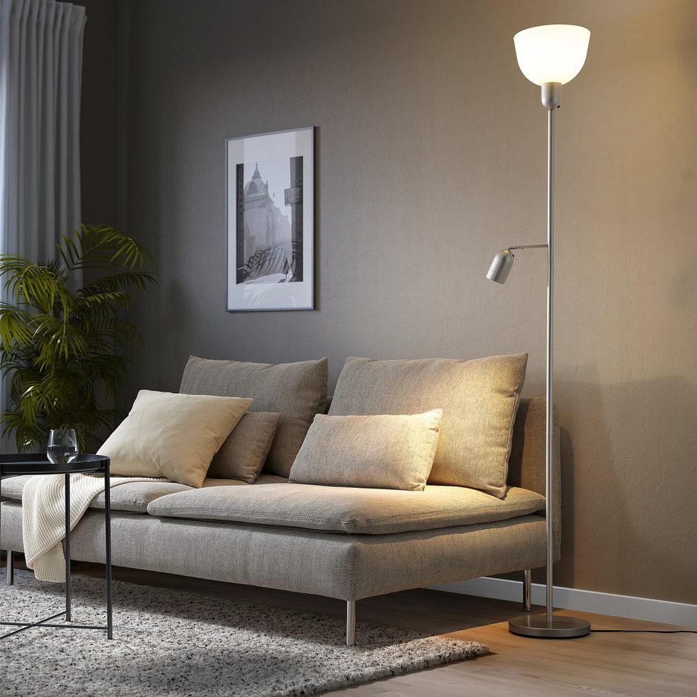 IKEA HEKTOGRAM  (ИКЕА ХЕКТОГРАМ)  -  Торшер/лампа для чтения - серебристый/белый