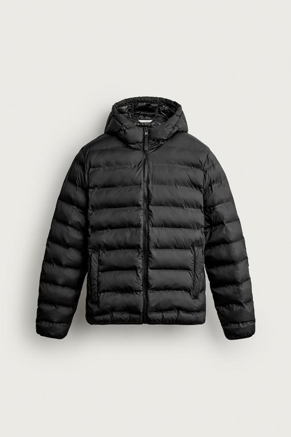 ZARA ЛЕГКАЯ СТЕГАНАЯ КУРТКА WATER REPELLENT, ЧЕРНЫЙ