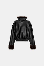 Двусторонняя искусственная кожа бомбер куртка - ZARA