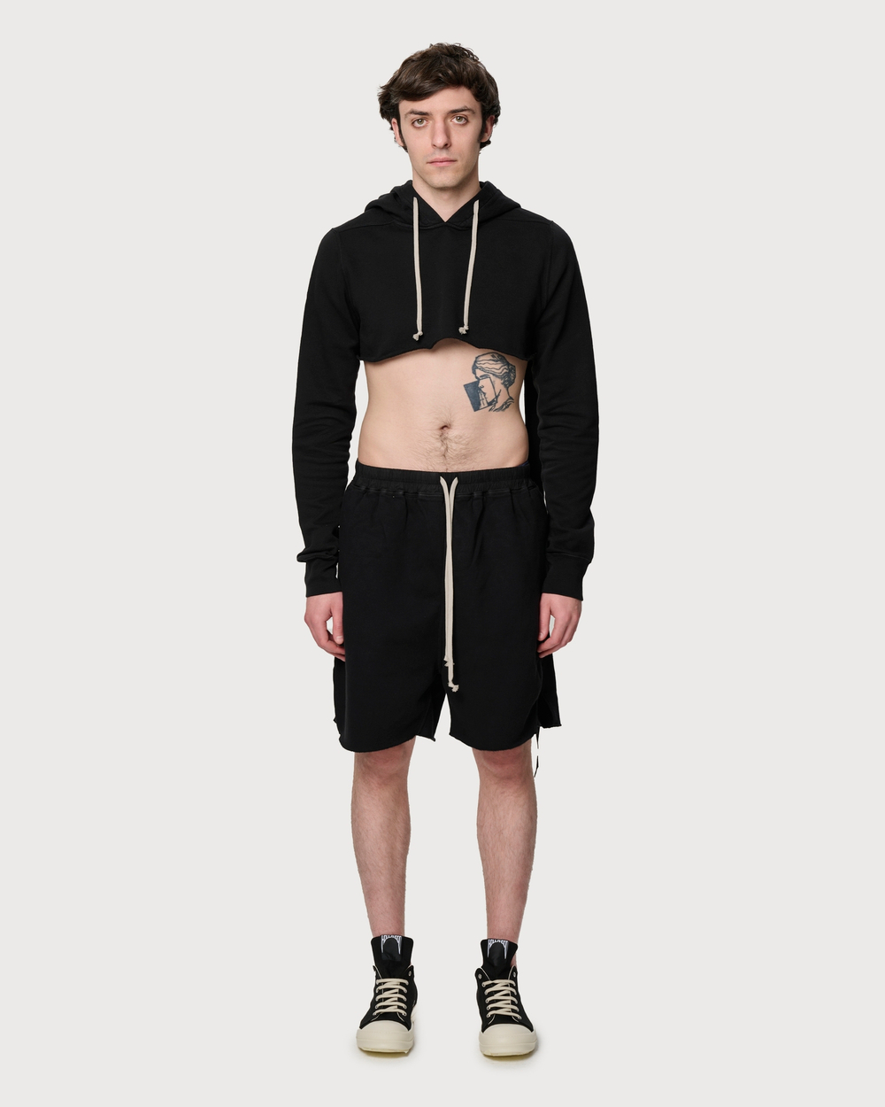 RICK OWENS DRKSHDW ХУДИ ЧЕРНАЯ МУЖСКАЯ УКОРОЧЕННАЯ