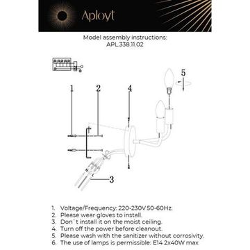 Светильник настенный (Бра) 2*Е14 APL.338.11.02 чёрный Evlalia Aployt