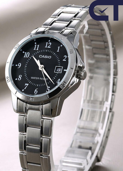 Casio LTP-V004D-1B — женские часы с металлическим браслетом
