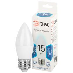 Лампа светодиодная ЭРА STD LED B35-15W-840-E27 15Вт свеча нейтральный белый свeт Е27 | Лампы cветодиодные Свеча (B/C)
